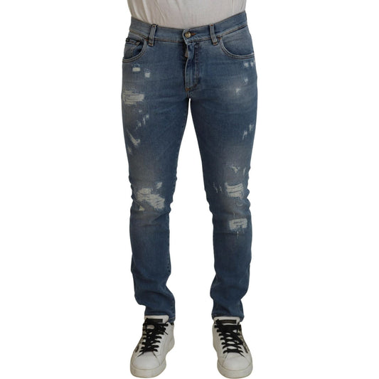 Dolce & Gabbana Chic Slim Fit Italian Denim Jeans blue-slim-fit-tattered-cotton-denim-jeans IMG_6139-scaled-9164a158-c64.jpg