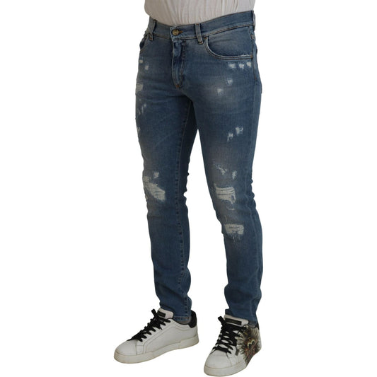 Dolce & Gabbana Chic Slim Fit Italian Denim Jeans blue-slim-fit-tattered-cotton-denim-jeans IMG_6140-scaled-c4d67e2f-1a6.jpg