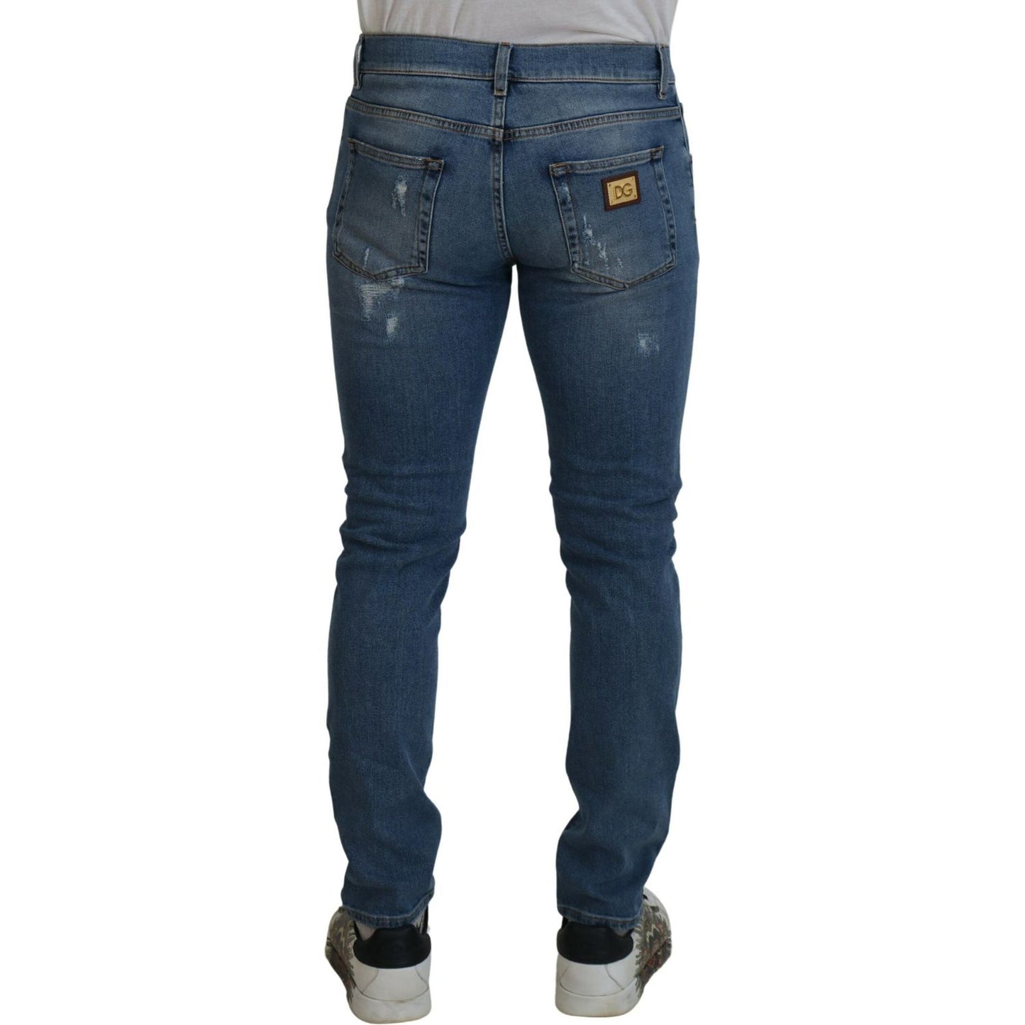 Dolce & Gabbana Chic Slim Fit Italian Denim Jeans blue-slim-fit-tattered-cotton-denim-jeans IMG_6141-scaled-6b44b65f-034.jpg