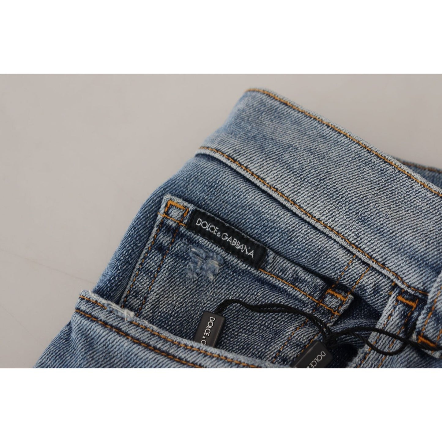 Dolce & Gabbana Chic Slim Fit Italian Denim Jeans blue-slim-fit-tattered-cotton-denim-jeans IMG_6146-scaled-b88e678c-c2b.jpg