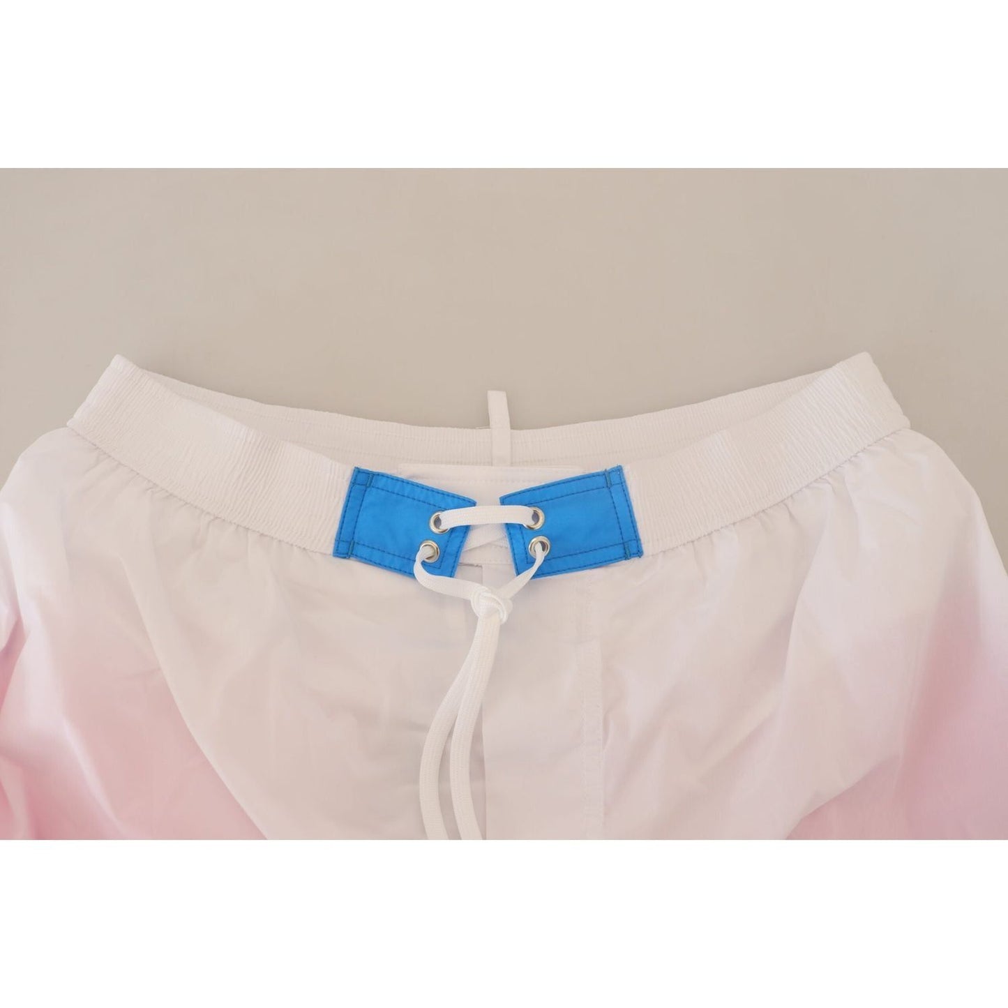 Dsquared² Chic White & Pink Print Swim Shorts white-pink-logo-print-men-beachwear-shorts-swimwear IMG_6152-scaled-72cf33c5-d3c.jpg