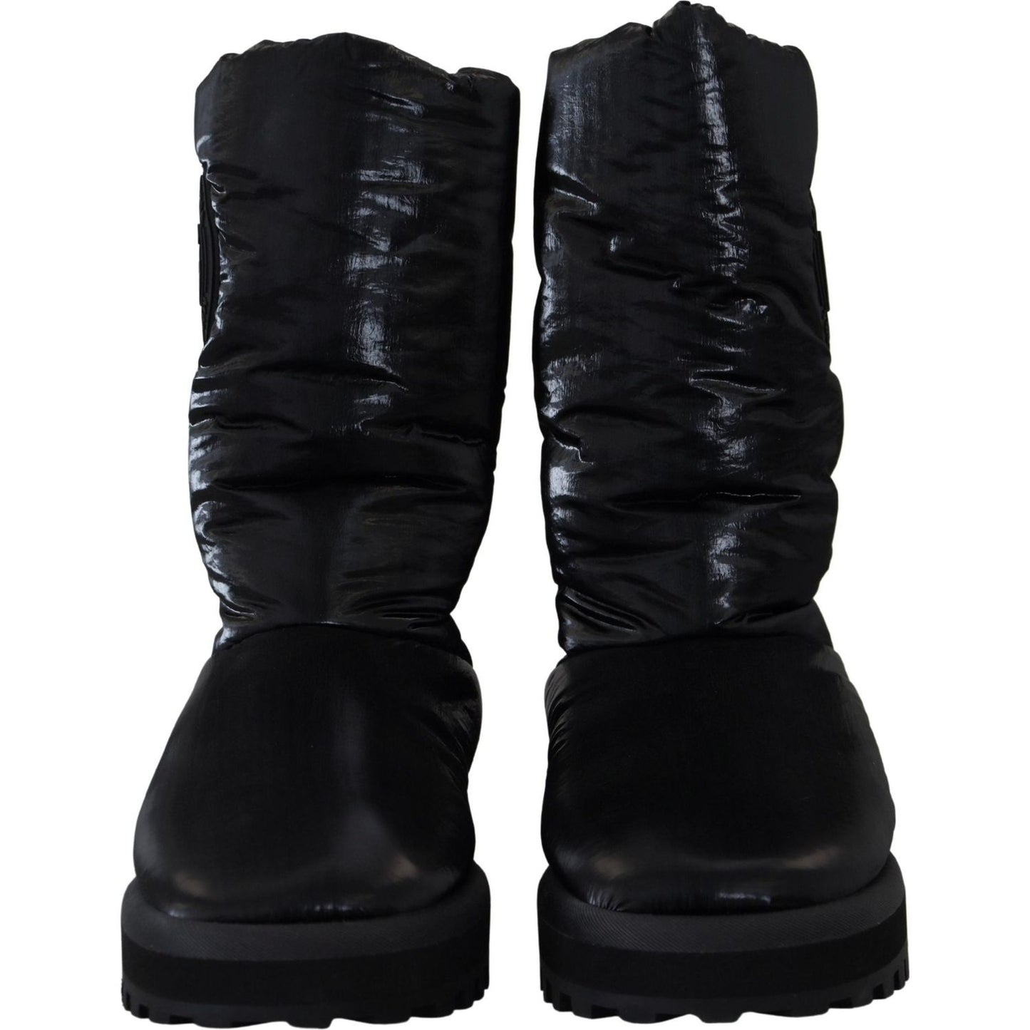 Dolce & Gabbana Elegant Mid-Calf Boots in Black Polyester black-boots-padded-mid-calf-winter-shoes
