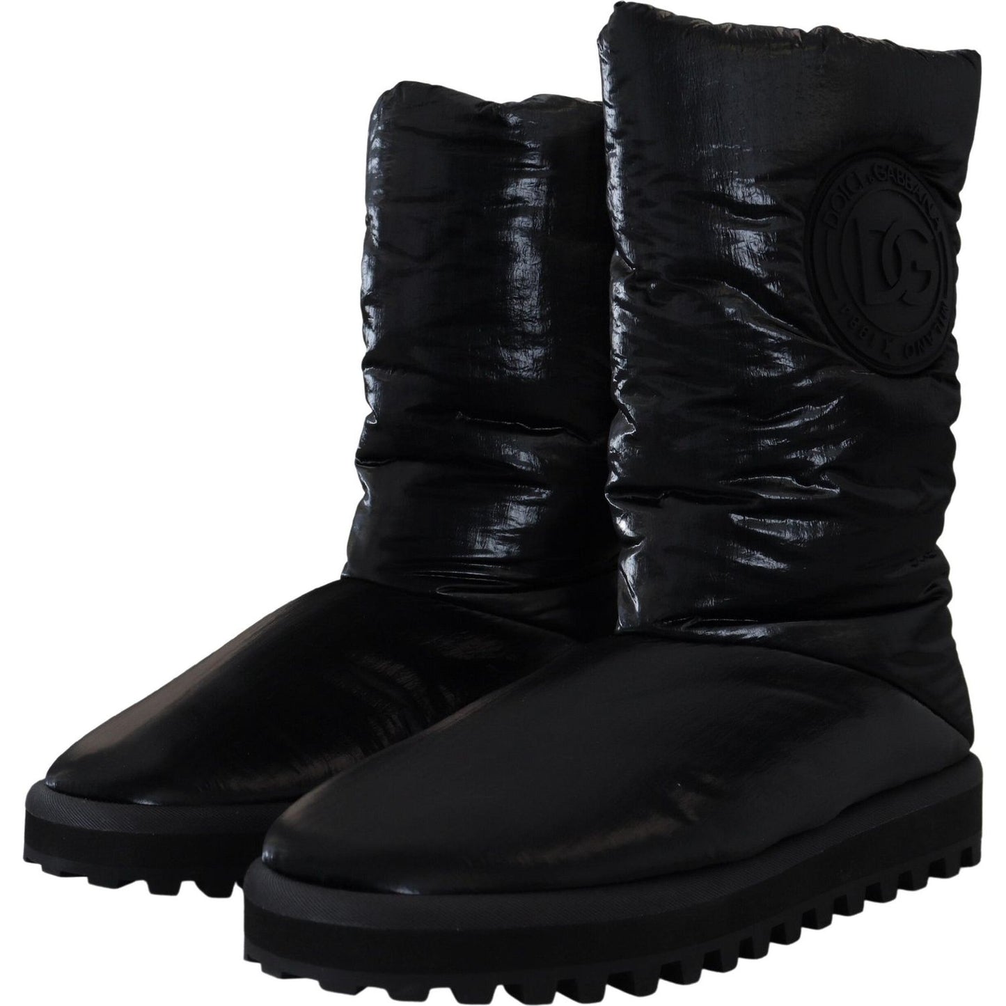 Dolce & Gabbana Elegant Mid-Calf Boots in Black Polyester black-boots-padded-mid-calf-winter-shoes IMG_6172-cdcee174-813.jpg