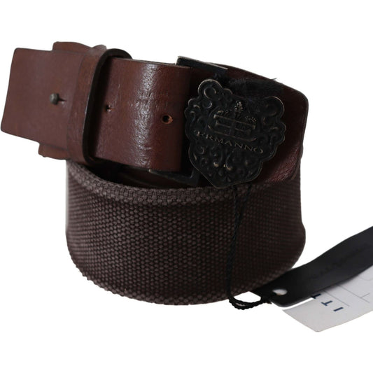 Ermanno Scervino Classic Dark Brown Leather Belt with Logo Buckle dark-brown-leather-wide-buckle-waist-belt Belt IMG_6181-scaled-3050d9d5-c86.jpg