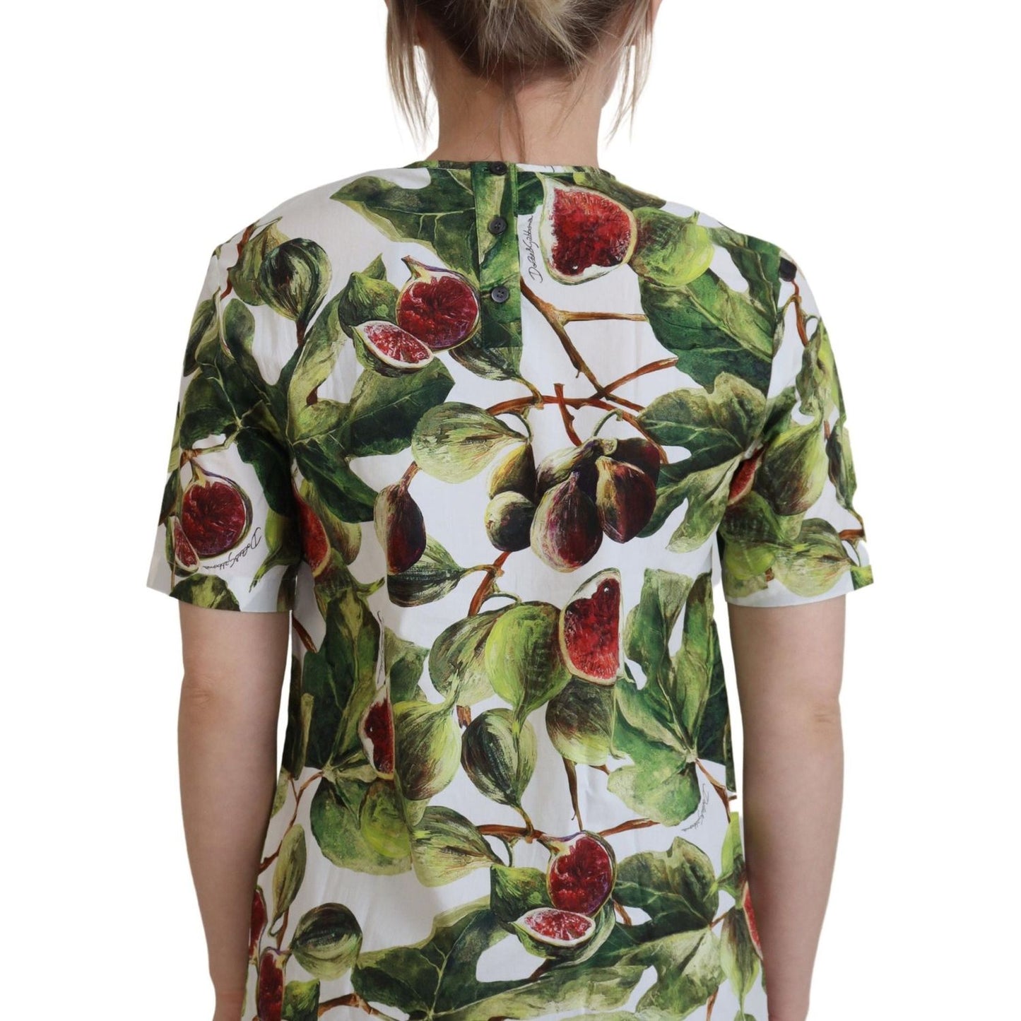 Dolce & Gabbana Chic Multicolor Fig Print Cotton Top crew-neck-cotton-top-blouse-fruit-t-shirt
