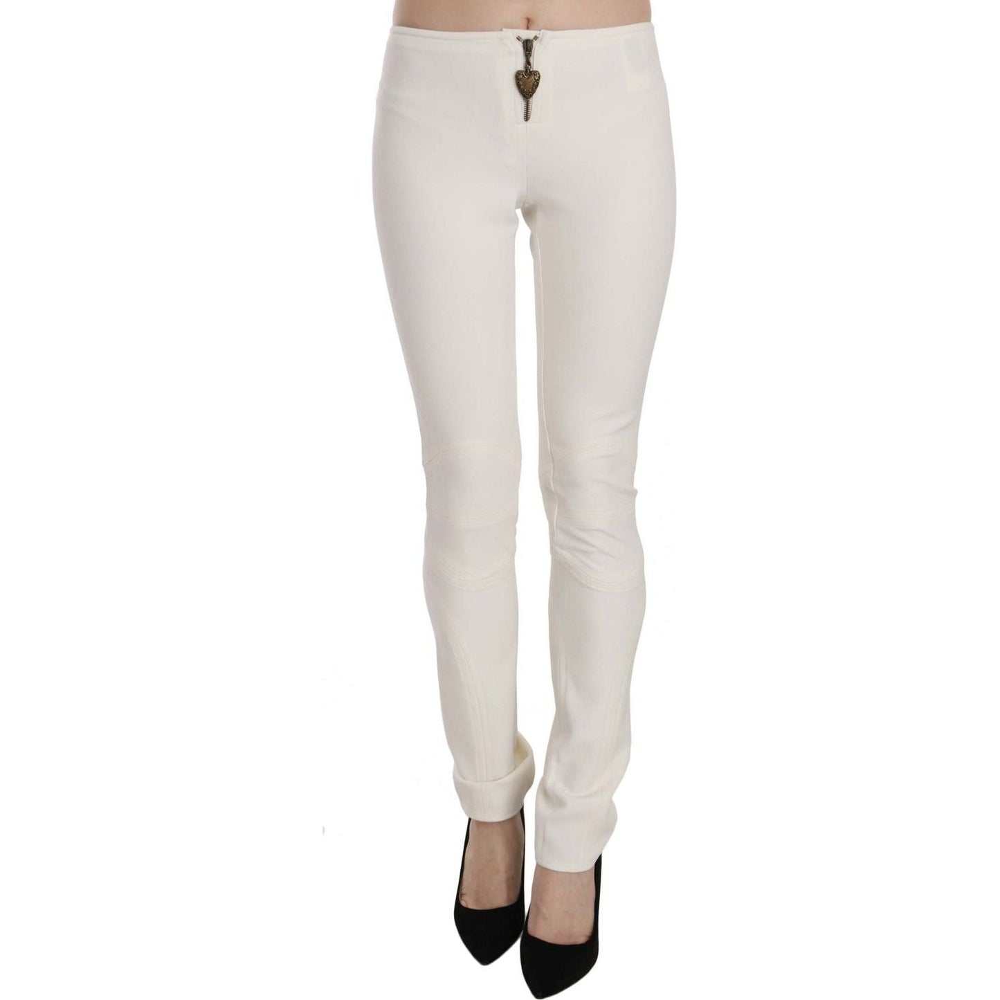 Just Cavalli Elegant Mid Waist Skinny Dress Pants white-mid-waist-skinny-dress-trousers-pants