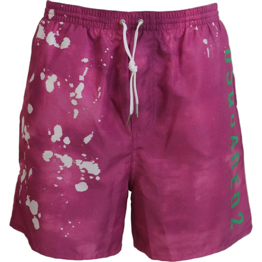 Dsquared² Pink Tie Dye Swim Shorts Boxer pink-tie-dye-logo-men-beachwear-shorts-swimwear