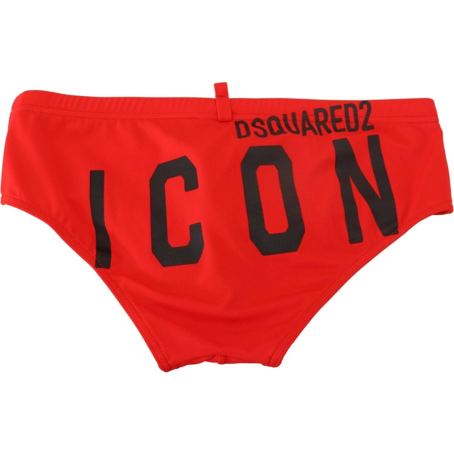 Dsquared² Red ICON Print Swim Briefs red-black-icon-print-mens-swim-brief-swimwear