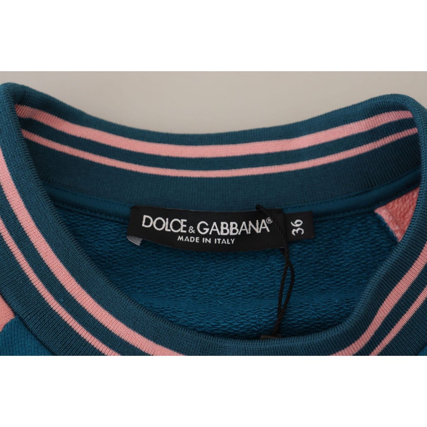 Dolce & Gabbana Sequined Tropical Queen Cotton Sweater blue-pink-queen-sequin-crystal-sweater