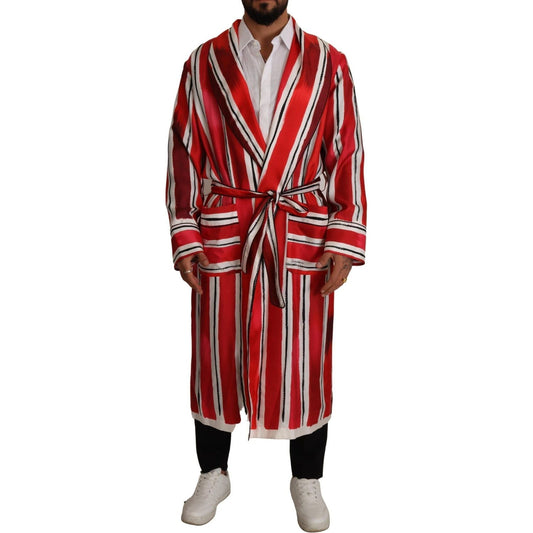 Dolce & Gabbana Chic Striped Silk Sleepwear Robe red-white-striped-silk-mens-night-gown-robe IMG_6237-scaled-30879f95-71d.jpg