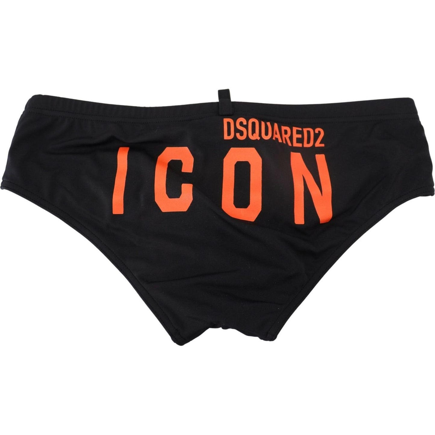Dsquared² Elegant Black Swim Briefs with Orange Logo black-orange-logo-printed-men-swim-brief-swimwear
