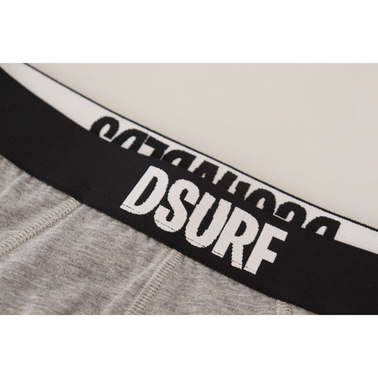 Dsquared² Elegant Gray Cotton Stretch Briefs gray-dsurf-logo-cotton-stretch-men-brief-underwear