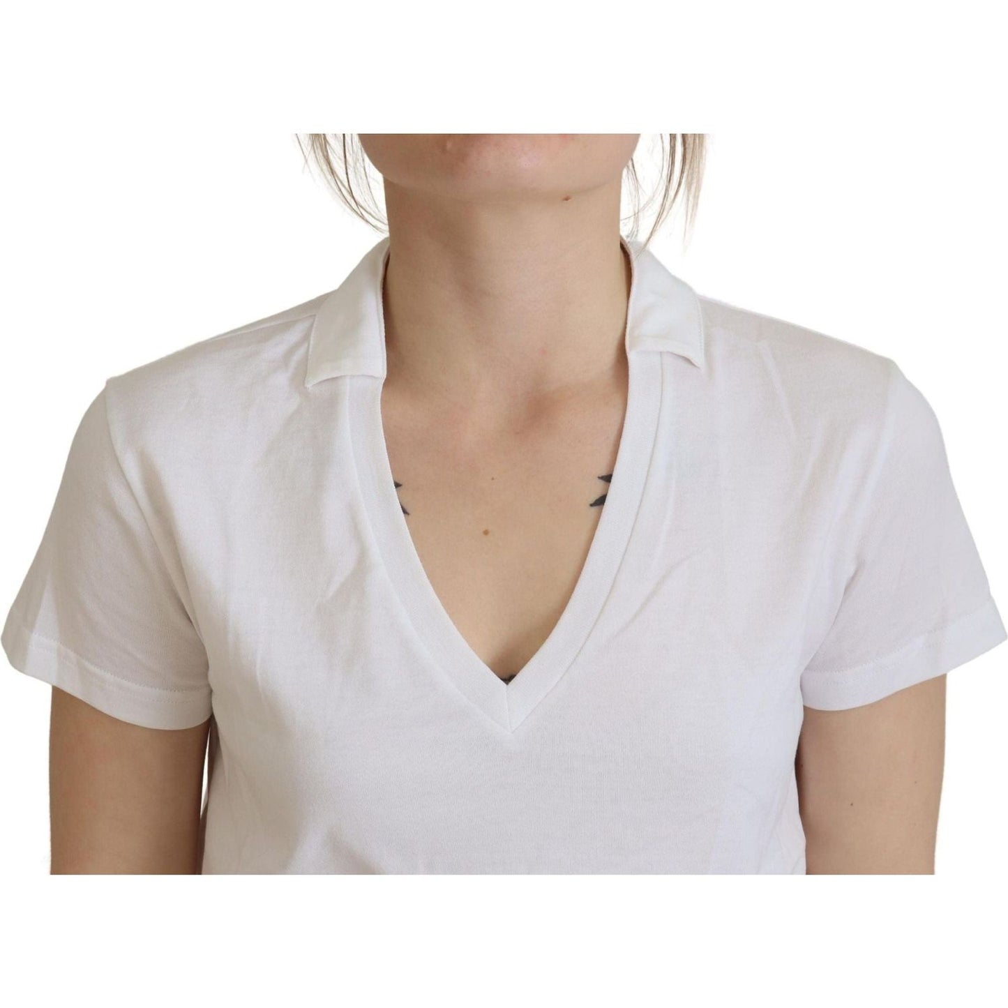 Dolce & Gabbana Elegant White Cotton Top Tee white-short-sleeve-v-neck-cotton-top-blouse-t-shirt