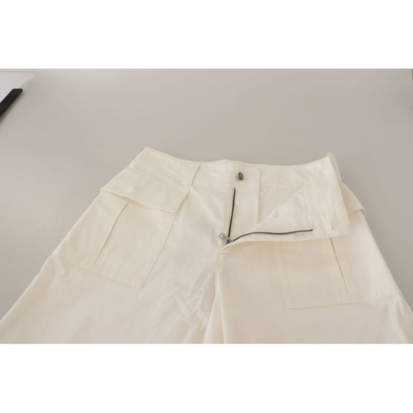 Dolce & Gabbana Elegant White High-Waist Tapered Trousers white-high-waist-tapered-women-cotton-pants