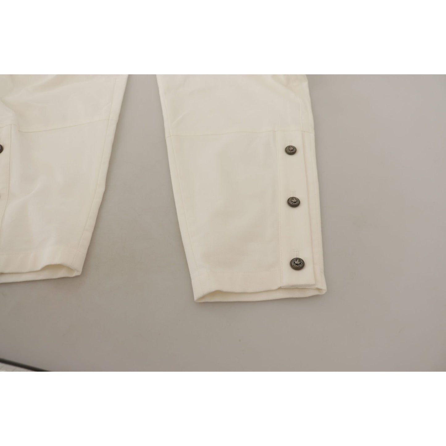 Dolce & Gabbana Elegant White High-Waist Tapered Trousers white-high-waist-tapered-women-cotton-pants