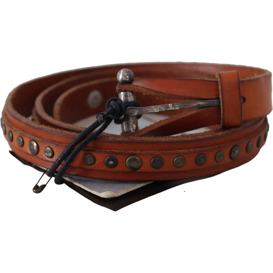 Scervino Street Elegant Leather Waist Belt in Brown Belt brown-genuine-leather-rustic-silver-buckle-belt
