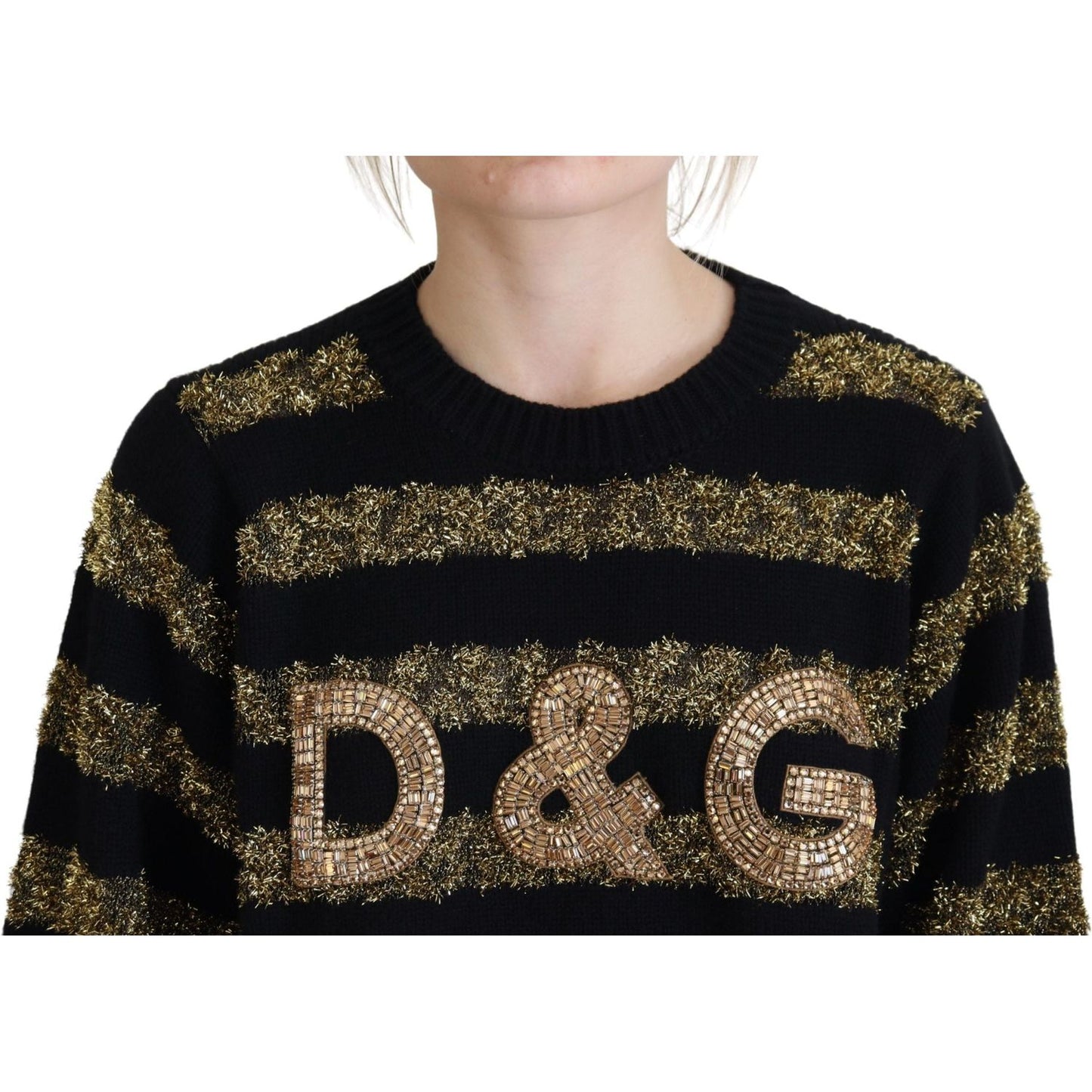 Dolce & GabbanaElegant Black and Gold Crystal SweaterMcRichard Designer Brands£1039.00