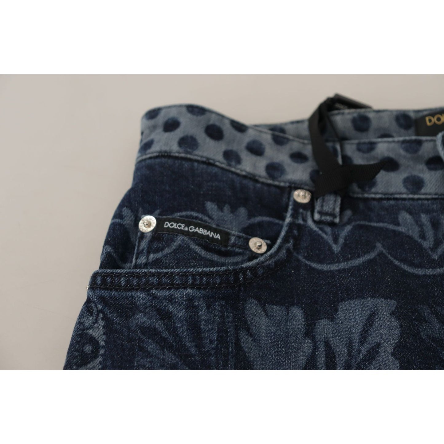Dolce & Gabbana Elegant Floral High Waist Skinny Jeans blue-floral-high-waist-skinny-denim-jeans
