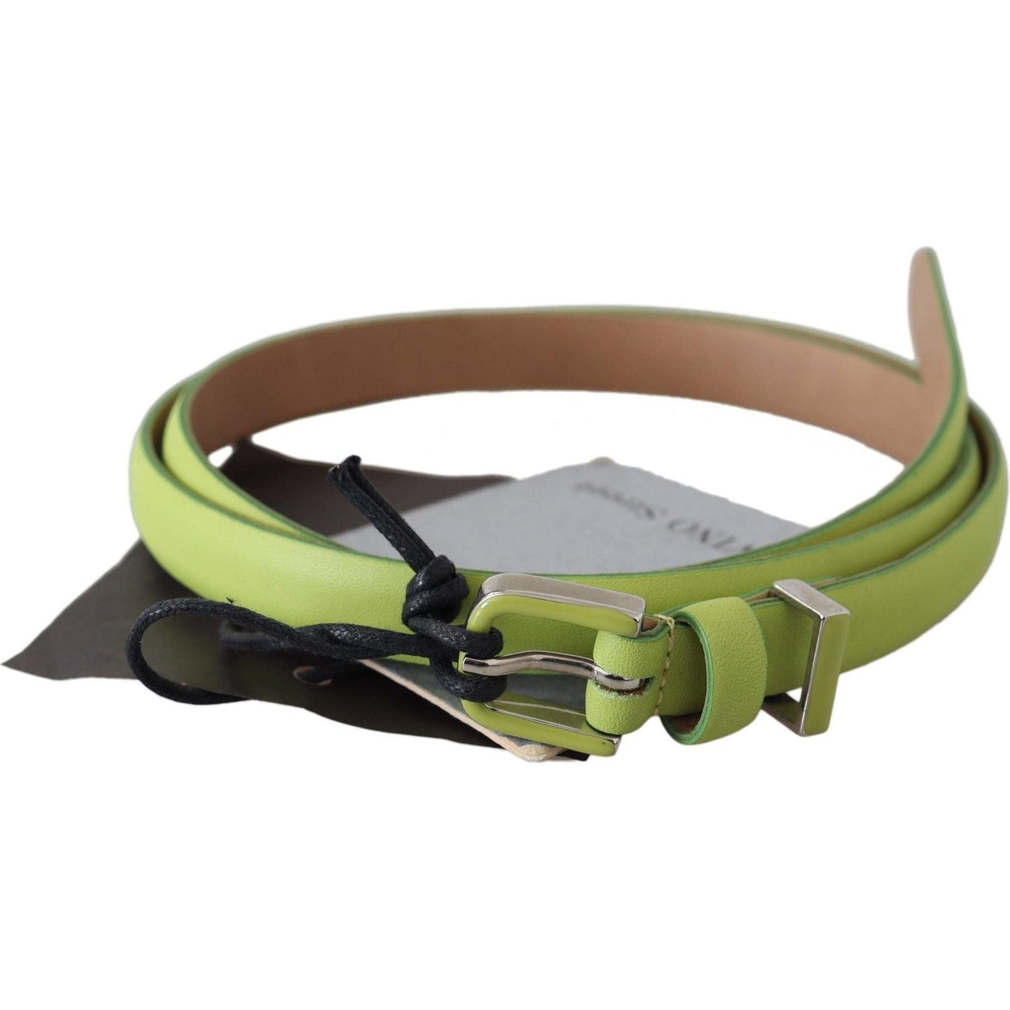 Scervino Street Classic Green Leather Belt with Silver-Tone Hardware Belt green-leather-chartreuse-silver-green-buckle-belt