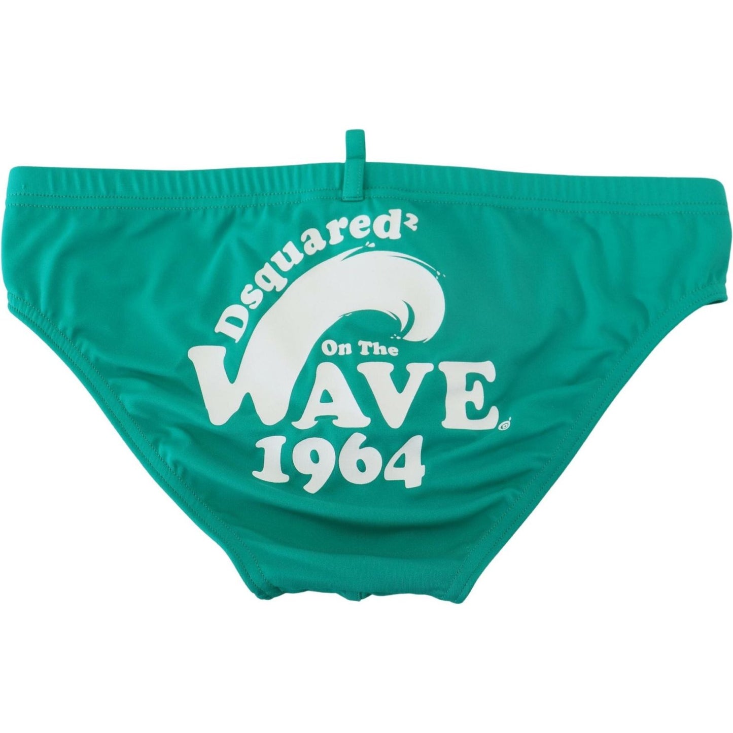 Dsquared² Chic Green Swim Briefs with White Logo green-white-logo-print-men-swim-brief-swimwear