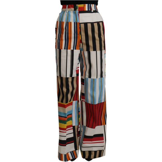 Dolce & Gabbana Elegant High Waist Striped Trousers multicolor-striped-high-waist-cotton-pants