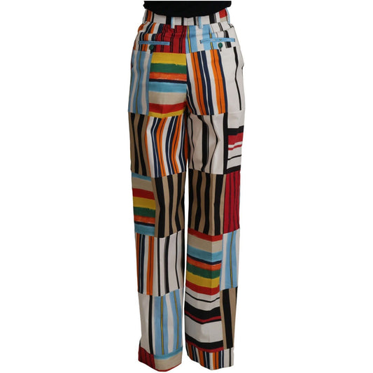 Dolce & Gabbana Elegant High Waist Striped Trousers multicolor-striped-high-waist-cotton-pants