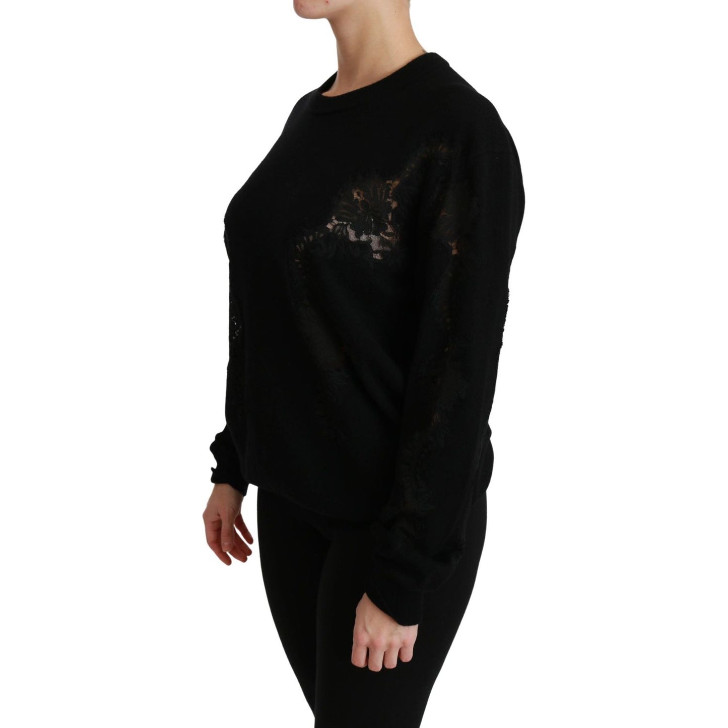 Dolce & GabbanaElegant Cashmere Crewneck Sweater with Lace DetailMcRichard Designer Brands£569.00