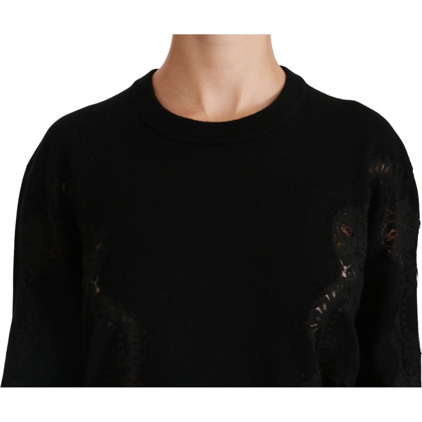 Dolce & GabbanaElegant Cashmere Crewneck Sweater with Lace DetailMcRichard Designer Brands£569.00