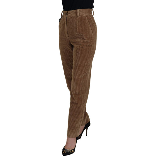 Dolce & Gabbana Elegant Brown Corduroy Pants for Sophisticated Style brown-tapered-corduroy-cotton-pants