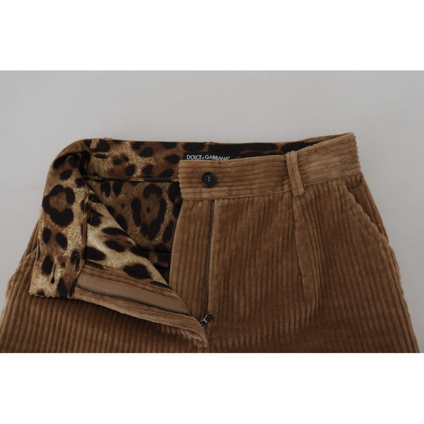 Dolce & Gabbana Elegant Brown Corduroy Pants for Sophisticated Style brown-tapered-corduroy-cotton-pants