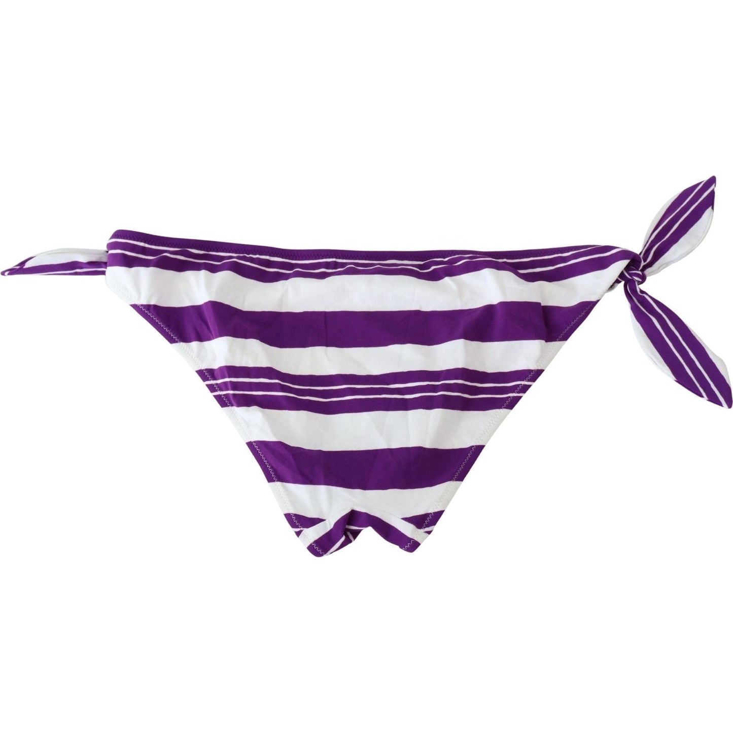 Dolce & Gabbana Chic Striped Bikini Bottom - Effortless Poolside Glamour purple-white-stripes-beachwear-bikini-bottom