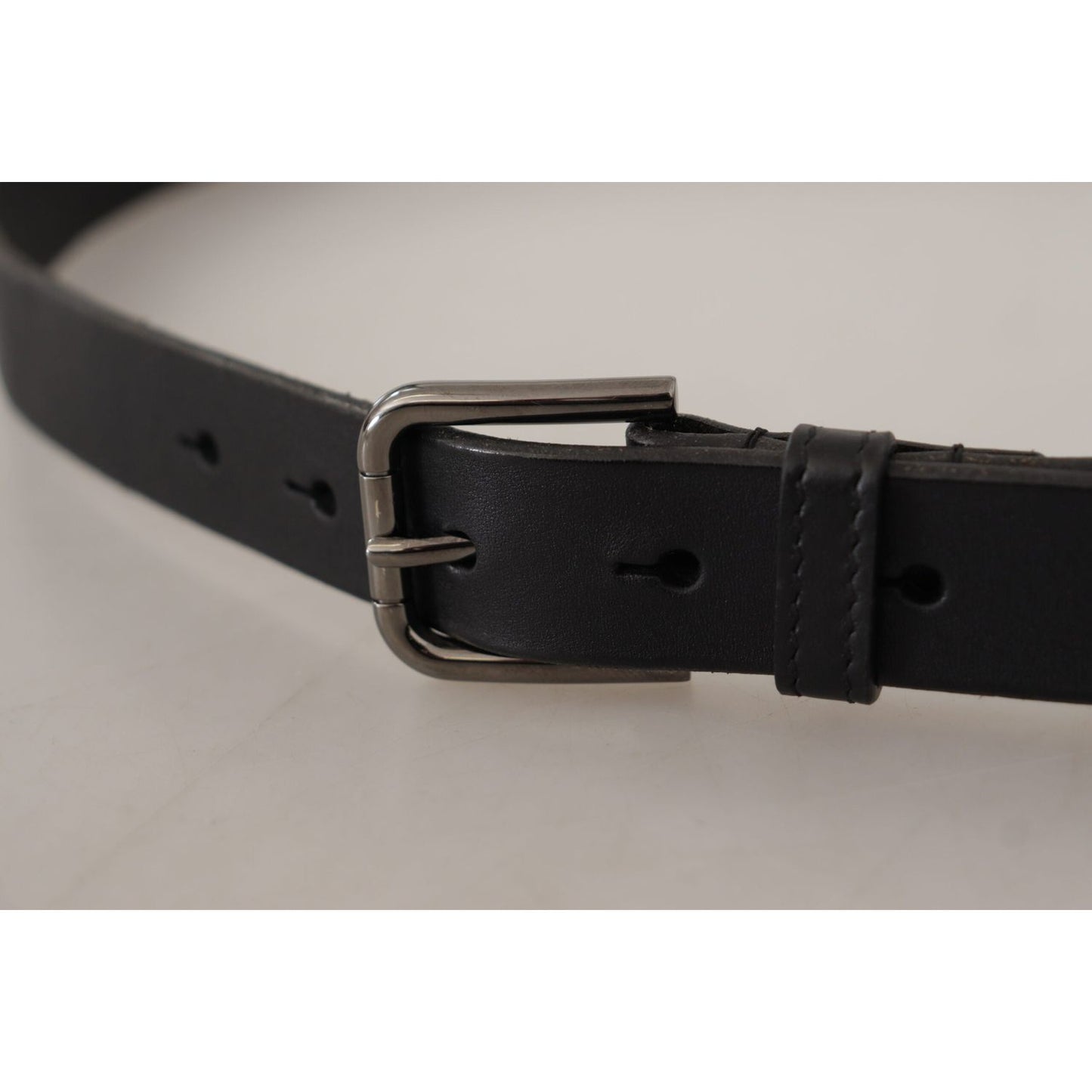 Dolce & Gabbana Elegant Black Leather Belt with Metal Buckle black-calf-leather-logo-engraved-metal-buckle-belt-6