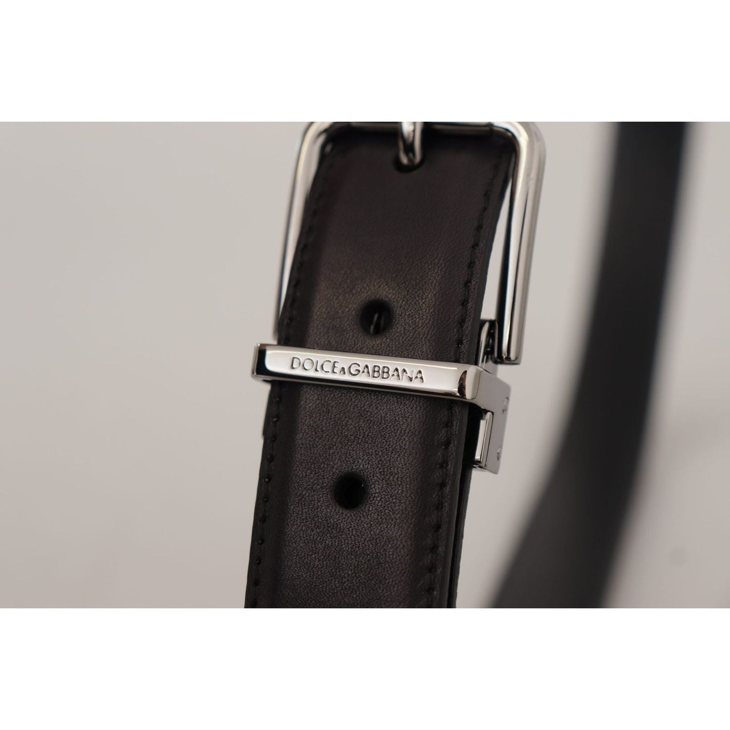 Dolce & Gabbana Elegant Black Leather Belt with Metal Buckle black-calf-leather-logo-engraved-metal-buckle-belt-8