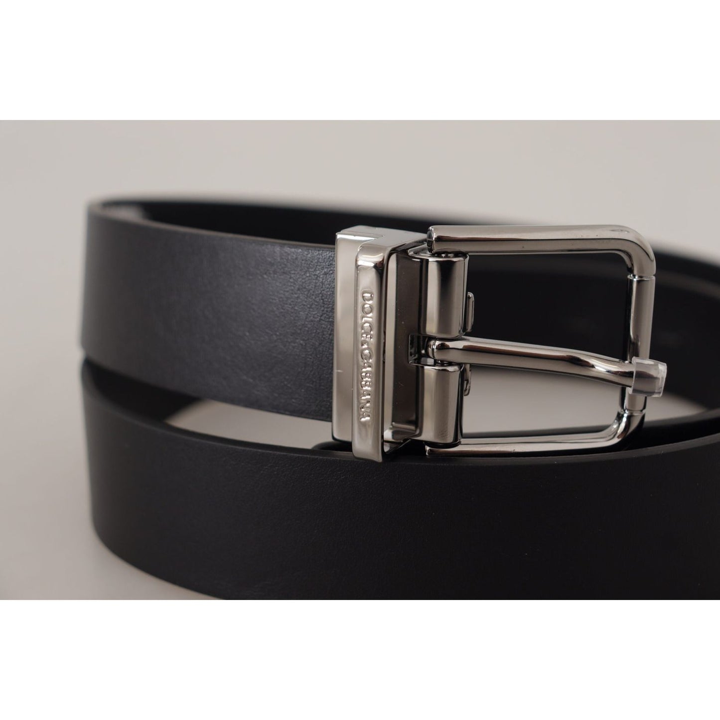 Dolce & Gabbana Elegant Black Leather Belt with Metal Buckle black-calf-leather-logo-engraved-metal-buckle-belt-4