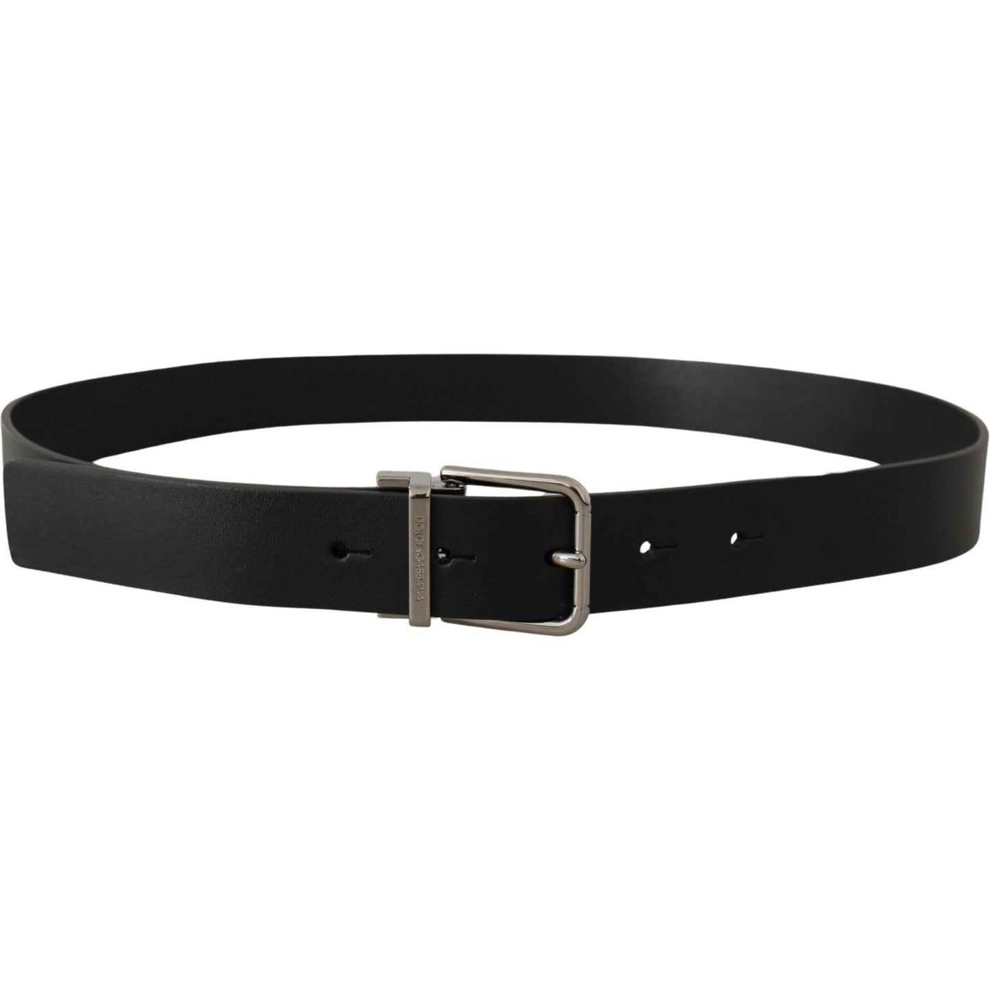 Dolce & Gabbana Elegant Black Leather Belt with Metal Buckle black-calf-leather-logo-engraved-metal-buckle-belt-4