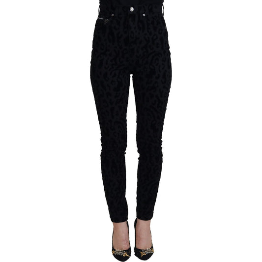Dolce & Gabbana Chic Leopard Print Denim Elegance Jeans & Pants black-leopard-skinny-denim-jeans