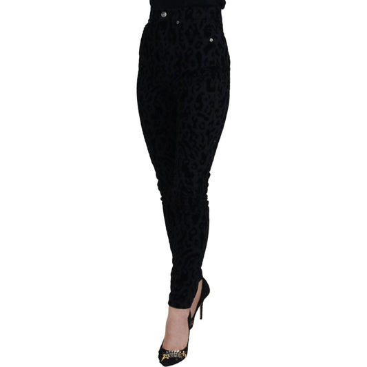 Dolce & Gabbana Chic Leopard Print Denim Elegance Jeans & Pants black-leopard-skinny-denim-jeans