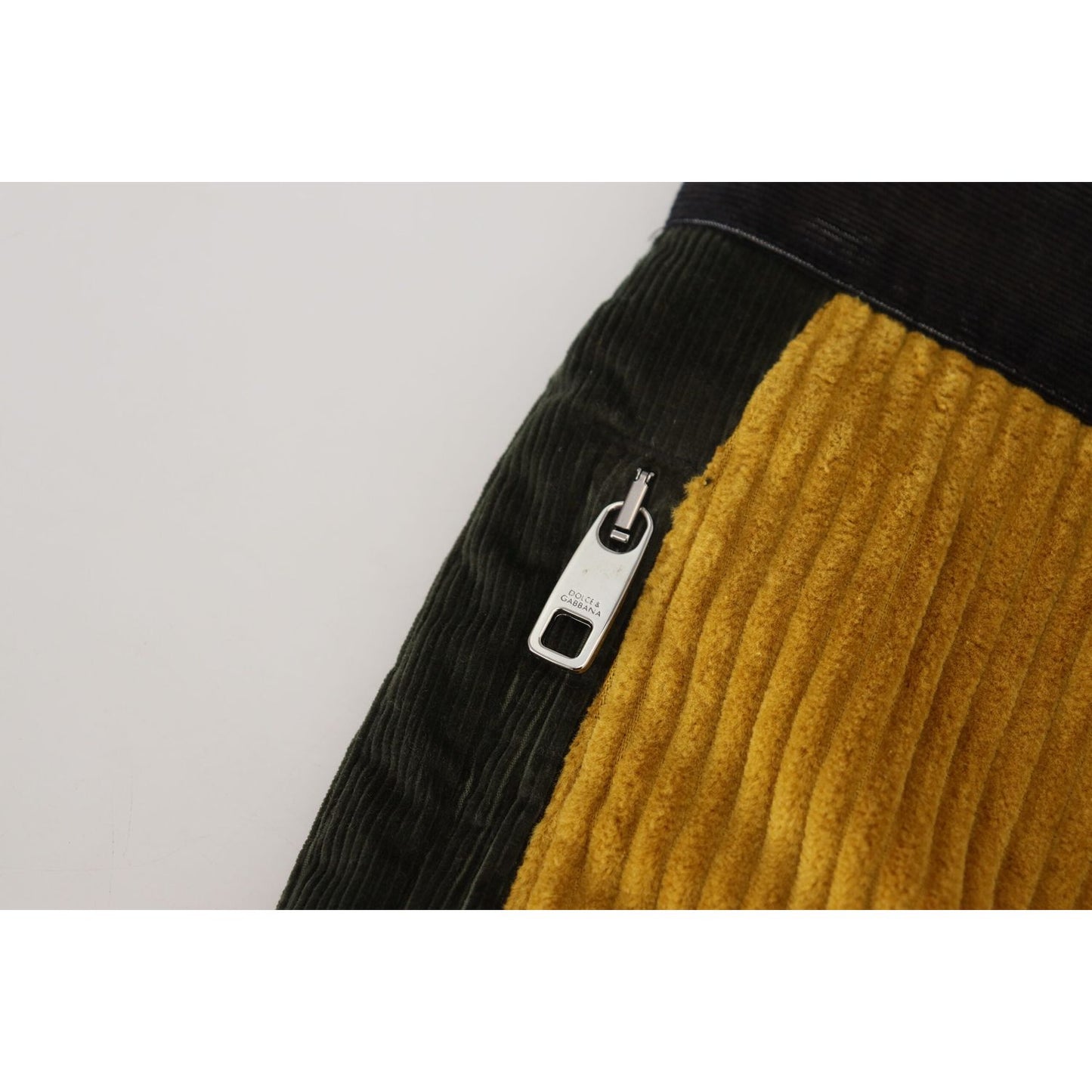 Dolce & Gabbana Elegant Black Tapered Trousers with Yellow Accent black-yellow-cotton-men-pants