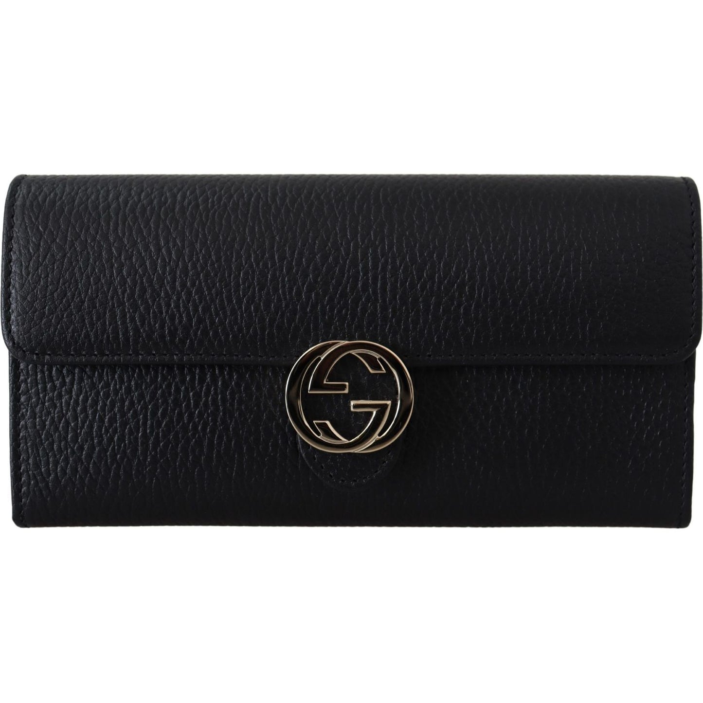 Gucci Elegant Black Leather Wallet with GG Snap Closure black-icon-leather-wallet