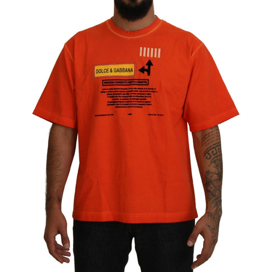 Dolce & Gabbana Elegant Crew Neck Orange Tee orange-cotton-logo-short-sleeve-t-shirt