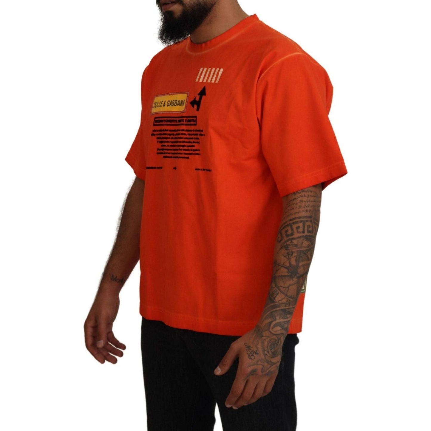 Dolce & Gabbana Elegant Crew Neck Orange Tee orange-cotton-logo-short-sleeve-t-shirt IMG_6475-scaled-9f7f7b22-4a0.jpg