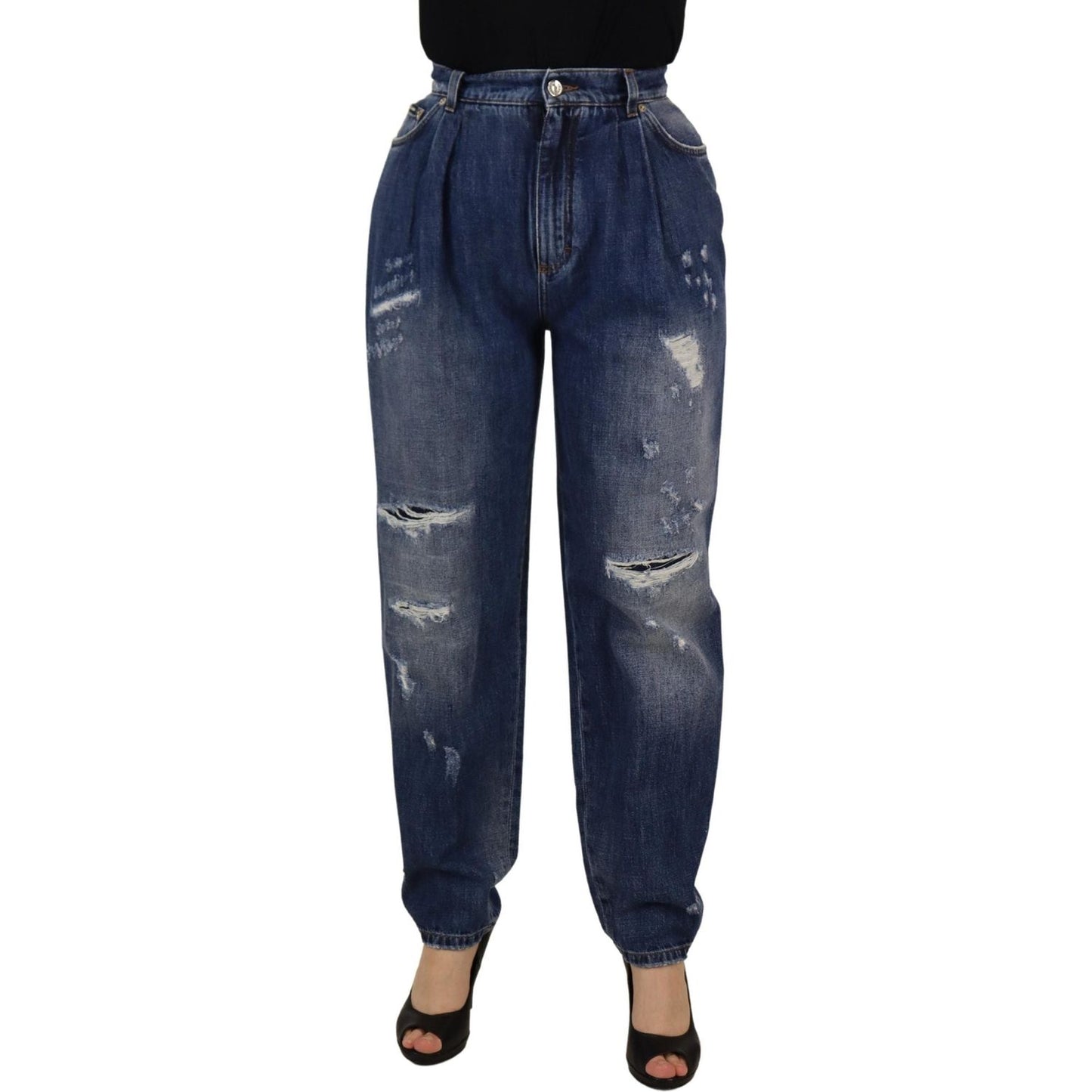 Dolce & Gabbana High Waist Skinny Denim Jeans - Chic Blue Washed blue-washed-high-waist-loose-fit-pants