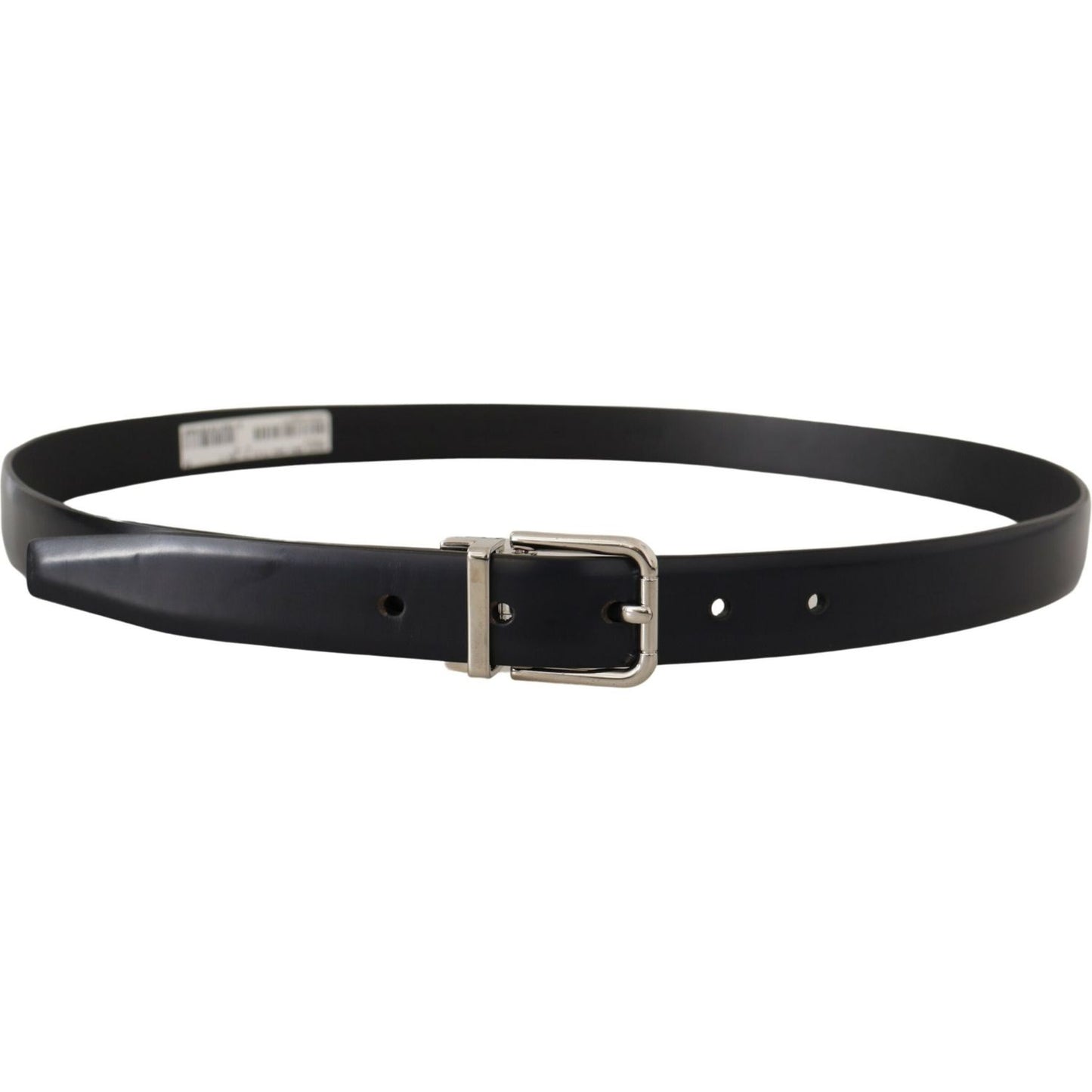 Dolce & Gabbana Elegant Leather Belt with Metal Buckle black-calf-leather-classic-logo-metal-buckle-belt