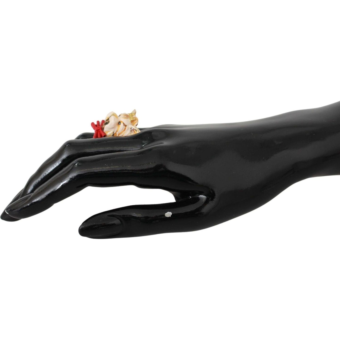 Dolce & Gabbana Chic Canine Gold-Tone Statement Ring gold-brass-resin-beige-dog-pet-branded-accessory-ring
