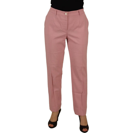 Dolce & Gabbana Chic MidWaist Virgin Wool Pink Pants pink-mid-waist-straight-leg-trouser-pants IMG_6501-scaled-6fda8d8f-9b7.jpg