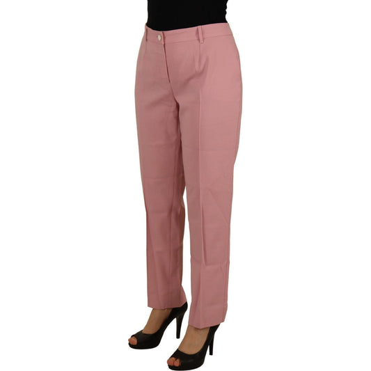 Dolce & Gabbana Chic MidWaist Virgin Wool Pink Pants pink-mid-waist-straight-leg-trouser-pants IMG_6502-scaled-07043366-b36.jpg