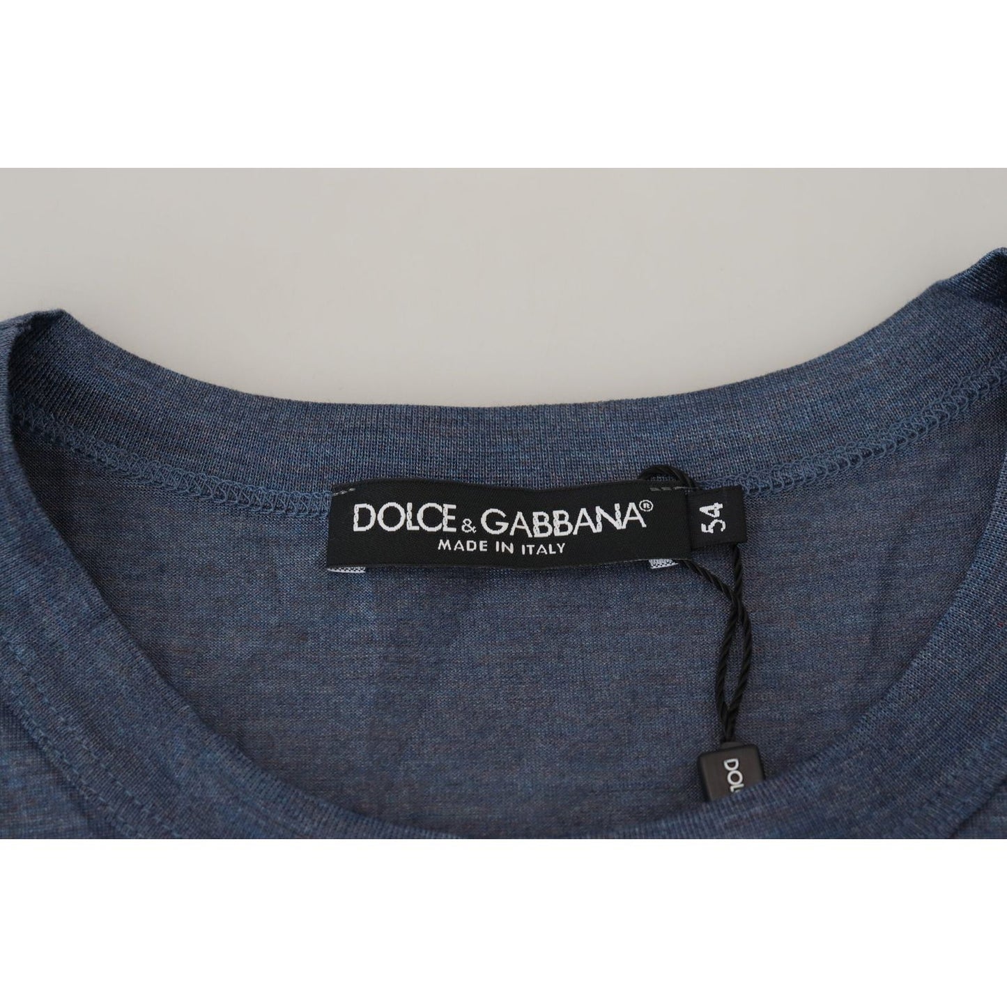 Dolce & Gabbana Silken Blue Crewneck Tee – A Touch of Elegance blue-silk-men-short-sleeve-tops-t-shirt