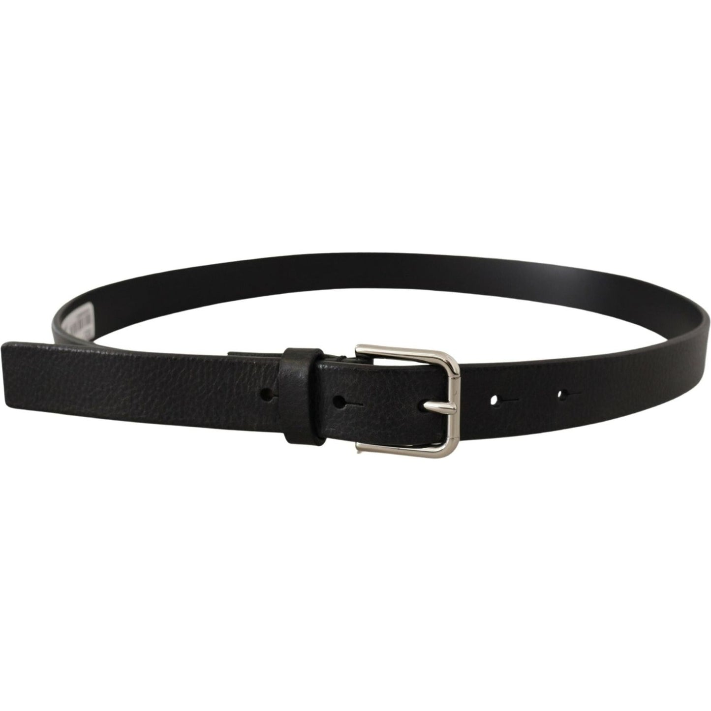 Dolce & Gabbana Elegant Black Leather Belt with Metal Buckle black-calf-leather-silver-tone-metal-buckle-belt