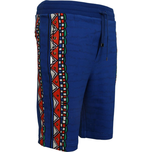 Dolce & Gabbana Elegant Multicolor Printed Cotton Shorts blue-cotton-printed-bermuda-shorts
