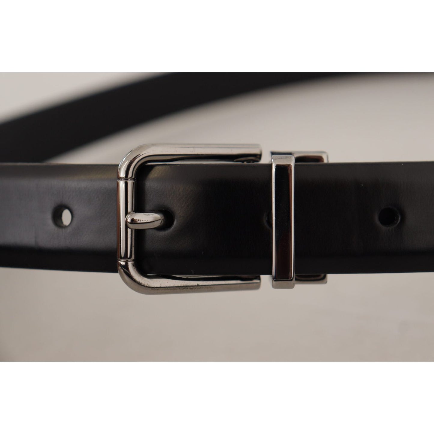 Dolce & Gabbana Elegant Black Leather Belt with Metal Buckle black-calf-leather-metal-logo-buckle-belt
